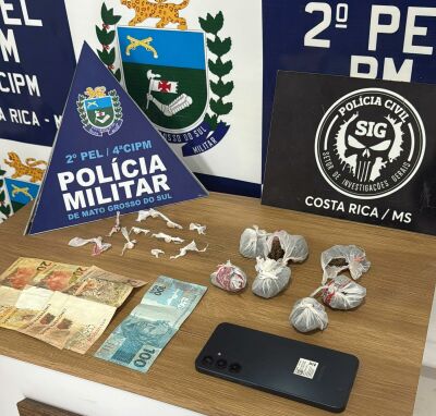 Imagem da notícia Jovem é flagrada com maconha, crack e acaba presa por tráfico em praça de Costa Rica